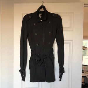 Free People Black Double-Breasted Trench Coat